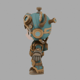 Steampunk Gear Chibi TPose 008 free 3D model preview