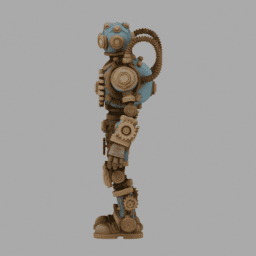 Steampunk GearRobot 002 free 3D model preview