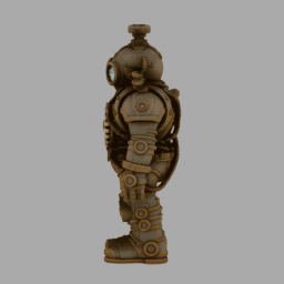 Steampunk GearRobot 003 free 3D model preview