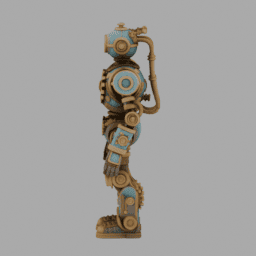 Steampunk GearRobot 010 free 3D model preview