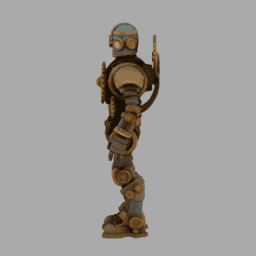 Steampunk GearRobot 017 free 3D model preview