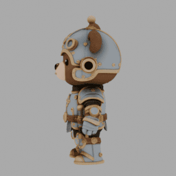 Steampunk Kight Bear Chibi TPose 001 free 3D model preview