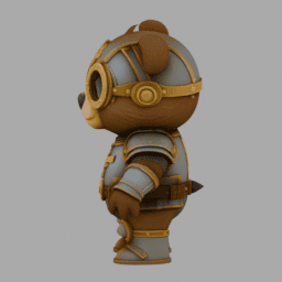 Steampunk Kight Bear Chibi TPose 002 free 3D model preview