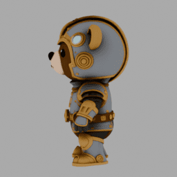 Steampunk Kight Bear Chibi TPose 003 free 3D model preview