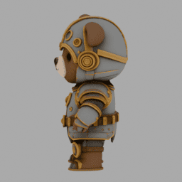 Steampunk Kight Bear Chibi TPose 004 free 3D model preview