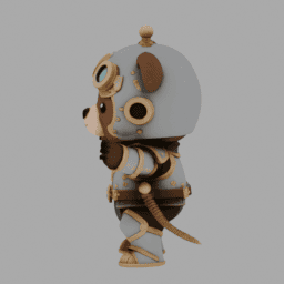 Steampunk Kight Bear Chibi TPose 005 free 3D model preview