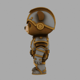 Steampunk Kight Bear Chibi TPose 006 free 3D model preview