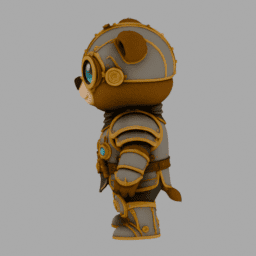 Steampunk Kight Bear Chibi TPose 007 free 3D model preview