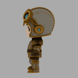 Steampunk Kight Chibi TPose 001 free 3D model preview
