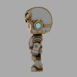 Steampunk Kight Chibi TPose 002 free 3D model preview