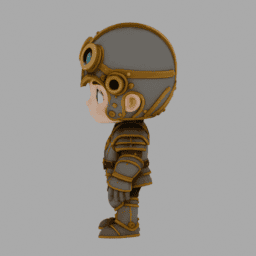 Steampunk Kight Chibi TPose 004 free 3D model preview