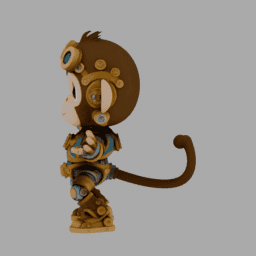 Steampunk MechanicaMonkey Chibi TPose 001 free 3D model preview