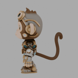 Steampunk MechanicaMonkey Chibi TPose 003 free 3D model preview
