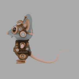 Steampunk Mouse Chibi TPose 001 free 3D model preview