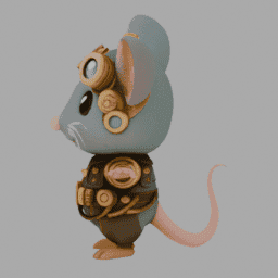 Steampunk Mouse Chibi TPose 002 free 3D model preview