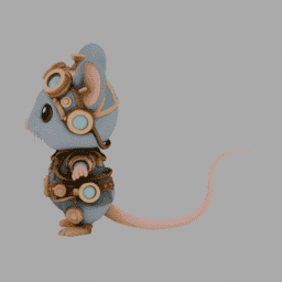 Steampunk Mouse Chibi TPose 003 free 3D model preview