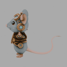 Steampunk Mouse Chibi TPose 004 free 3D model preview