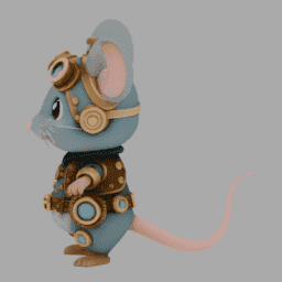 Steampunk Mouse Chibi TPose 006 free 3D model preview