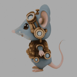 Steampunk Mouse Chibi TPose 007 free 3D model preview