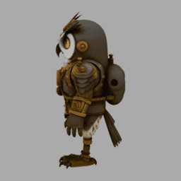 Steampunk Owl TPose 001 free 3D model preview