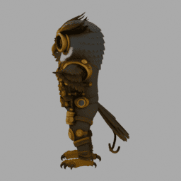 Steampunk Owl TPose 002 free 3D model preview