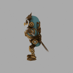 Steampunk Owl TPose 004 free 3D model preview