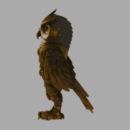 Steampunk Owl TPose 005 free 3D model preview