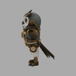 Steampunk Owl TPose 006 free 3D model preview