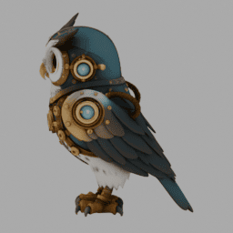 Steampunk Owl 002 free 3D model preview