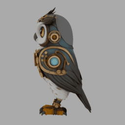 Steampunk Owl 003 free 3D model preview