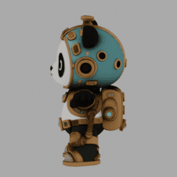 Steampunk Panda ChibiCharacter TPose ToyStyle 001 free 3D model preview