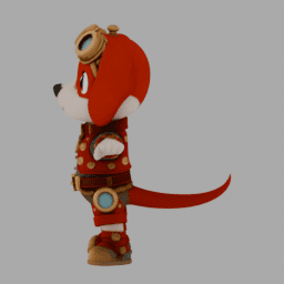 Steampunk Red Dog ChibiCharacter TPose 001 free 3D model preview