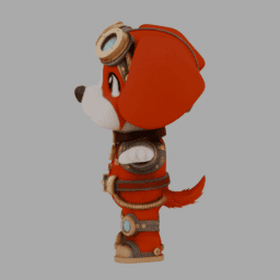 Steampunk Red Dog ChibiCharacter TPose 002 free 3D model preview