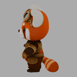 Steampunk Red Panda ChibiCharacter TPose ToyStyle 002 free 3D model preview