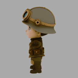 Steampunk Soldier Chibi TPose 001 free 3D model preview