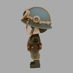 Steampunk Soldier Chibi TPose 002 free 3D model preview