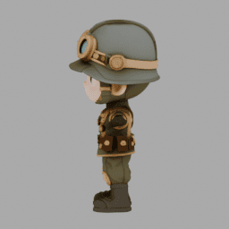 Steampunk Soldier Chibi TPose 003 free 3D model preview