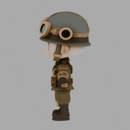 Steampunk Soldier Chibi TPose 004 free 3D model preview