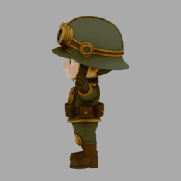 Steampunk Soldier Chibi TPose 005 free 3D model preview