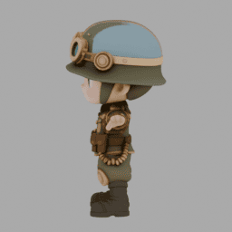 Steampunk Soldier Chibi TPose 006 free 3D model preview