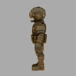 Steampunk Soldier ToyStyle TPose 003 free 3D model preview
