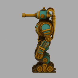 Steampunk SteamTank Robot 002 free 3D model preview