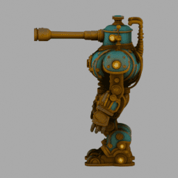 Steampunk SteamTank Robot 003 free 3D model preview