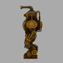 Steampunk SteamTank Robot 010 free 3D model preview