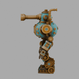 Steampunk SteamTank Robot 012 free 3D model preview