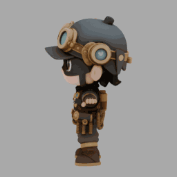 Steampunk Thief Chibi TPose 001 free 3D model preview