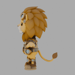 Steampunk Yellow Lion ChibiCharacter TPose 001 free 3D model preview