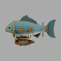 Steampunk Machine Fish Airship 006 free 3D model preview