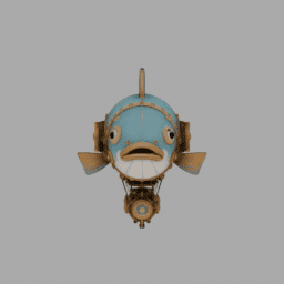 Steampunk Machine Fish Airship 012 free 3D model preview