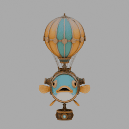 Steampunk MechaFish AirBalloon SomeColor 001 free 3D model preview
